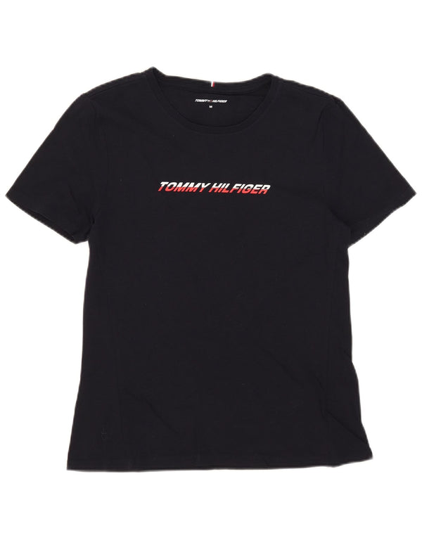 Женская футболка с рисунком Tommy Hilfiger Top UK 12, средний темно-синий хлопок
