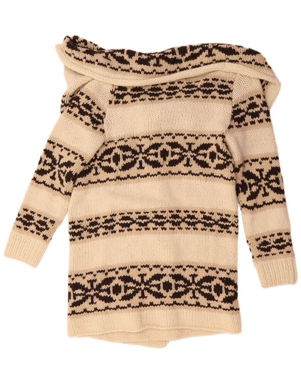 Женский удлиненный кардиган Parosh UK 14, средний темно-белый Fair Isle
