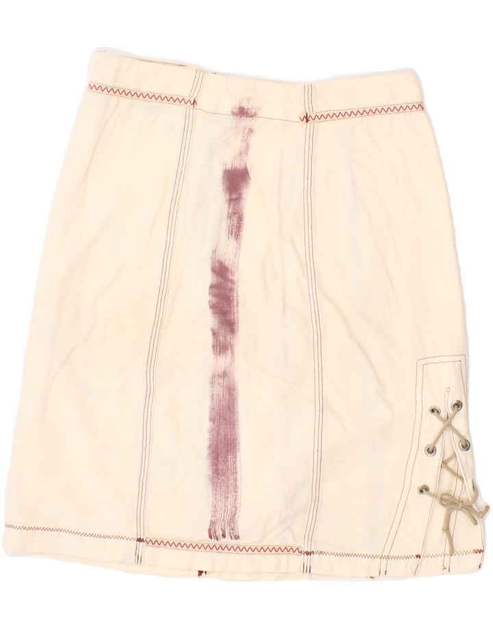 MURPHY & NYE Womens A-Line Skirt W26 Small Off White Vintage Murphy & Nye and Second-Hand Murphy & Nye from Messina Hembry 