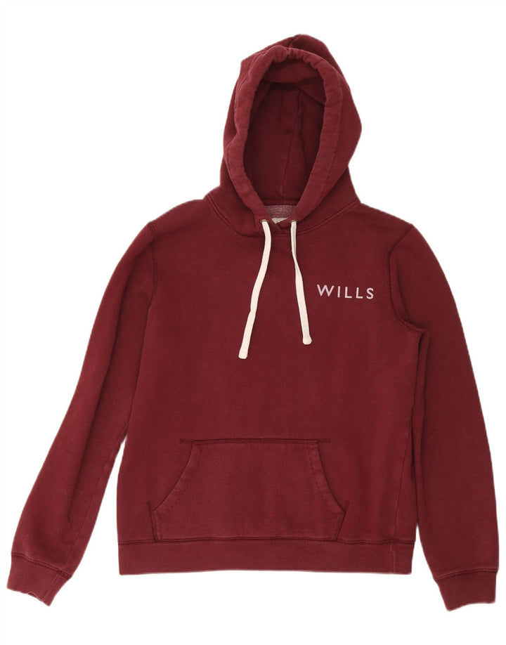 Женский джемпер с капюшоном JACK WILLS UK 12, средний бордовый хлопок, хлопок