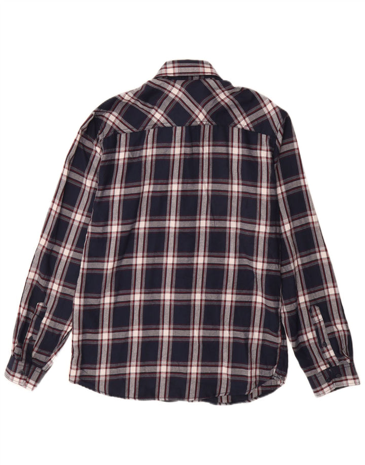 Мужская фланелевая рубашка Jack & Jones среднего размера, темно-синяя клетка, хлопок