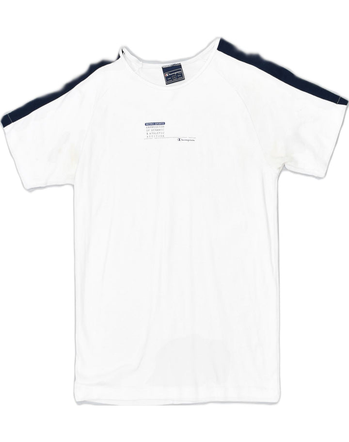 CHAMPION Womens Graphic T-Shirt Top UK 14 Large White Cotton | Vintage | Thrift | Second-Hand | Used Clothing | Messina Hembry 