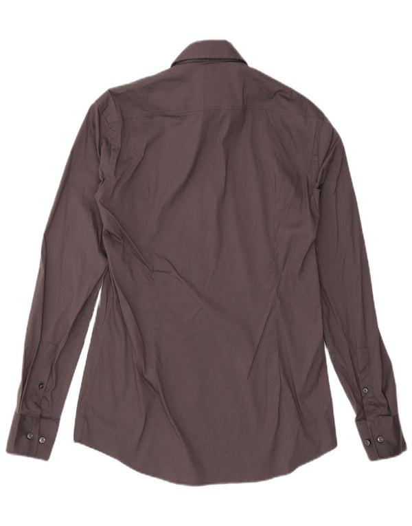 Мужская рубашка приталенного кроя Hugo Boss, размер 37, 14, 1/2, маленькая, серая, хлопок