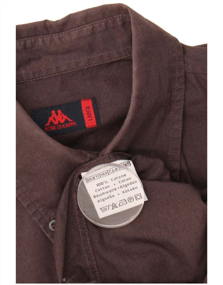 KAPPA Mens Shirt Large Brown Cotton