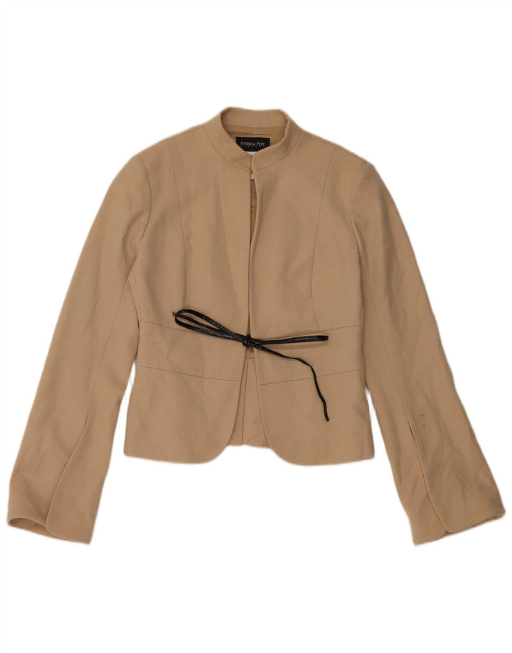 PATRIZIA PEPE Женский пиджак IT 40 Маленький Бежевый Шерсть