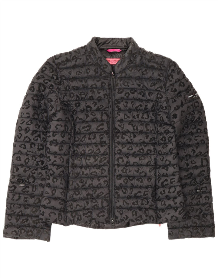 Женская стеганая куртка FRIEDA & FREDDIES EU 40, средний серый с животным принтом