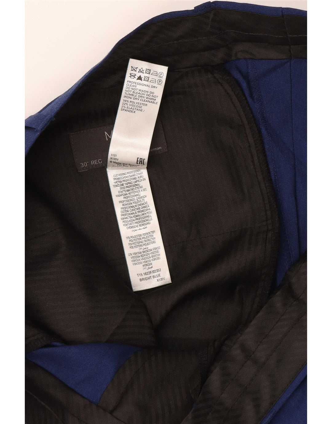 Мужские брюки узкого кроя Marks & Spencer W30 L29 темно-синие из вискозы