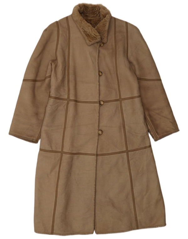 Женская дубленка VINTAGE UK 10, маленькая, бежевая