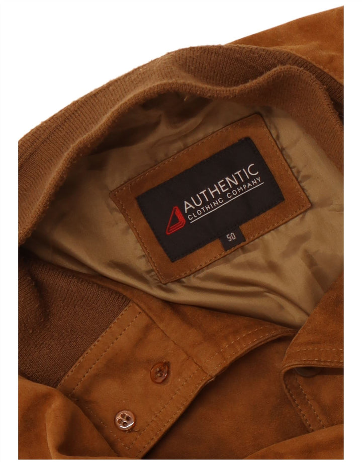 Мужской замшевый бомбер VINTAGE IT 50, большой, бежевый кожаный