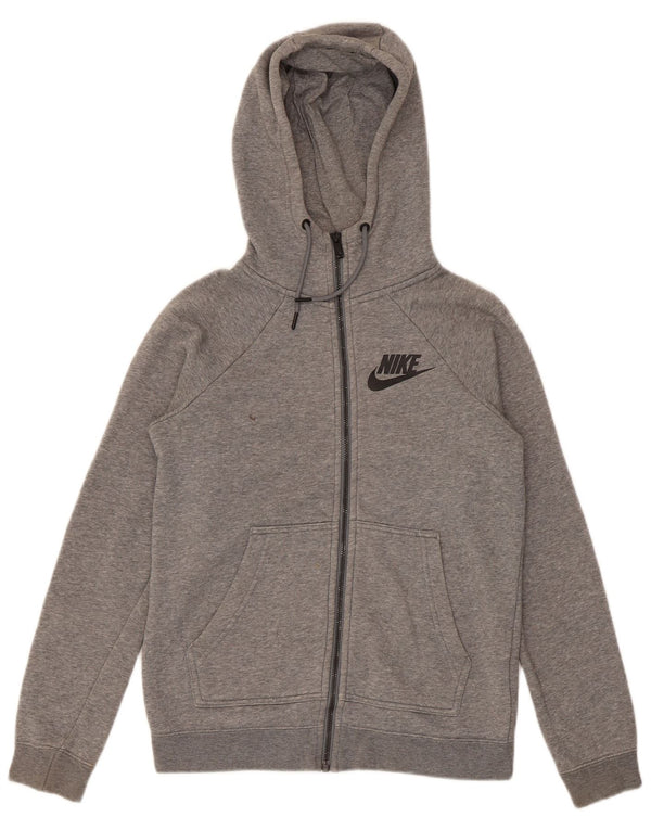 Женский свитер свободного кроя с капюшоном на молнии Nike UK 4 XS, серый хлопок с крапинками