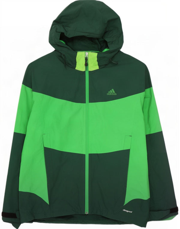 Мужская непромокаемая куртка Adidas Clima Proof с капюшоном UK 44 2XL, зеленая с цветными блоками