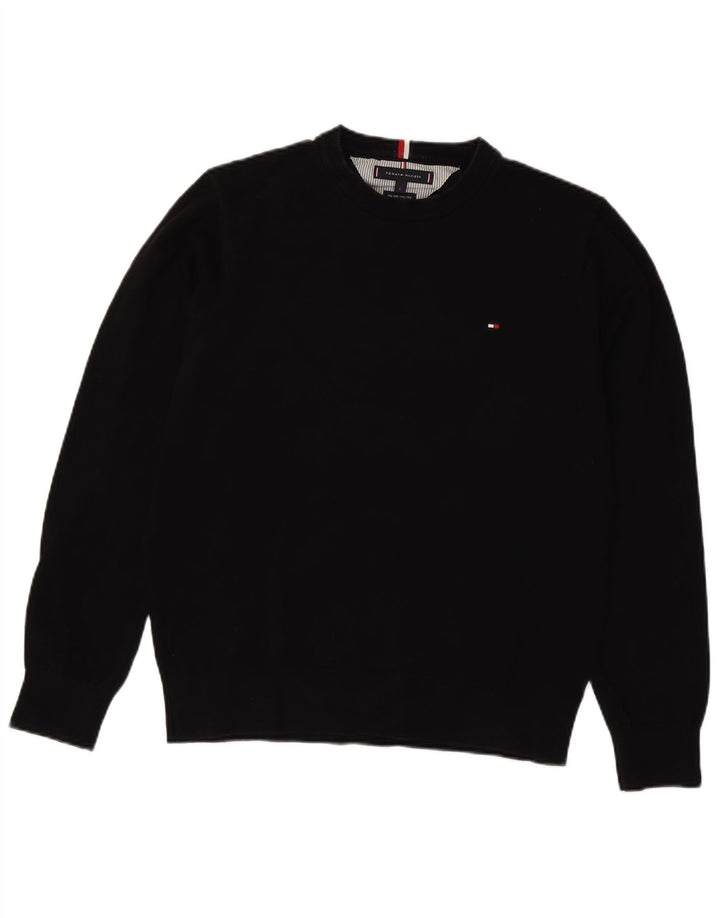 Мужской свитшот TOMMY HILFIGER, большой черный хлопковый джемпер