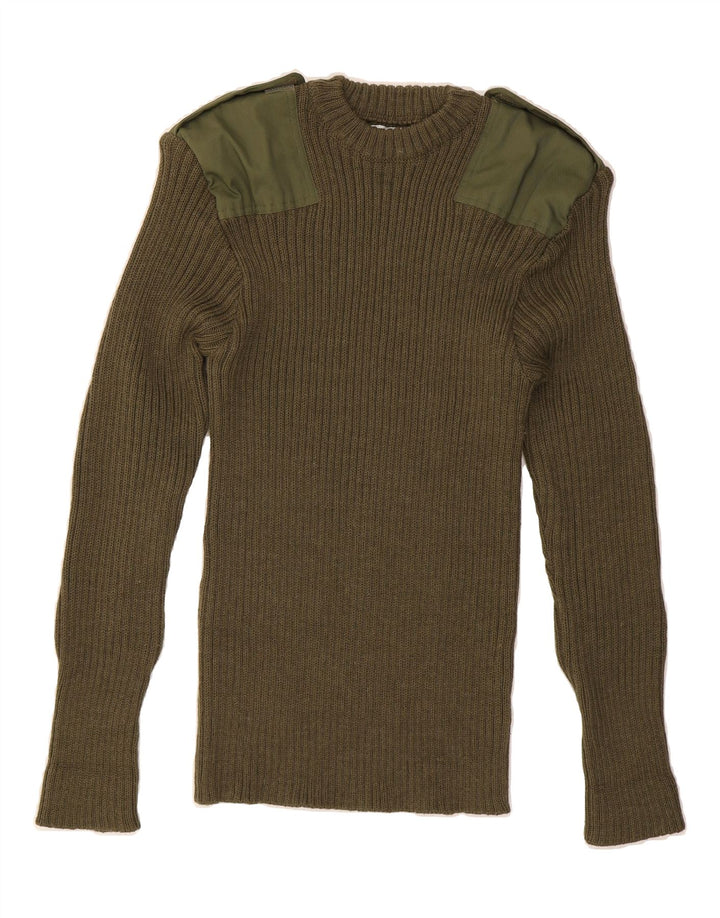 VINTAGE Womens Crew Neck Jumper Sweater UK 14 Medium Khaki Vintage Vintage and Second-Hand Vintage from Messina Hembry 