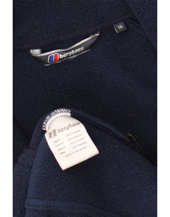 BERGHAUS Womens Oversized Fleece Jacket UK 16 Large Navy Blue Polyester