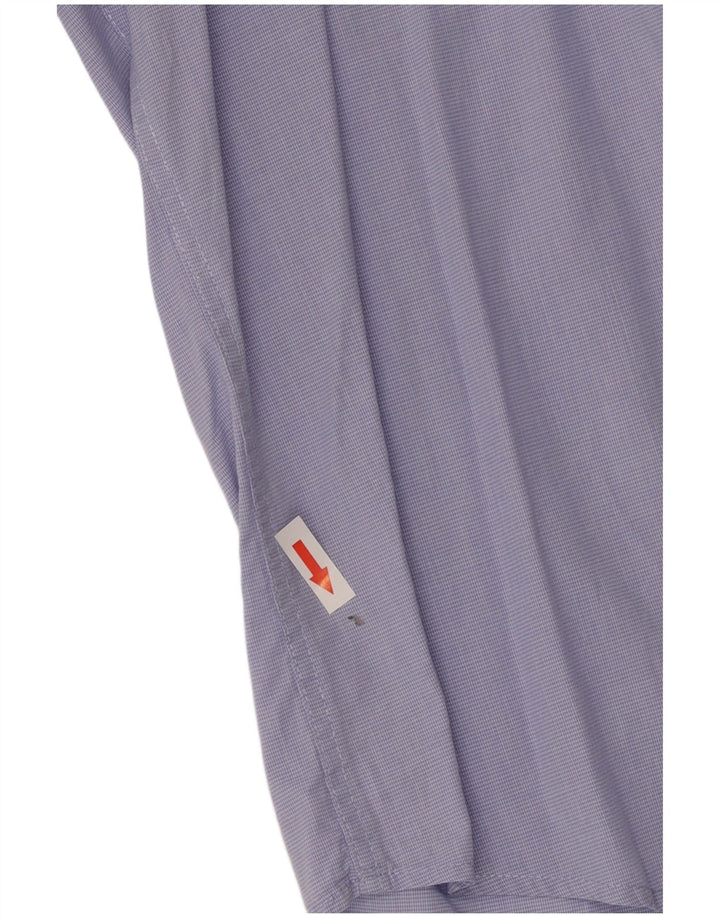 Мужская рубашка приталенного кроя Dack's среднего синего цвета с узором «гусиные лапки»