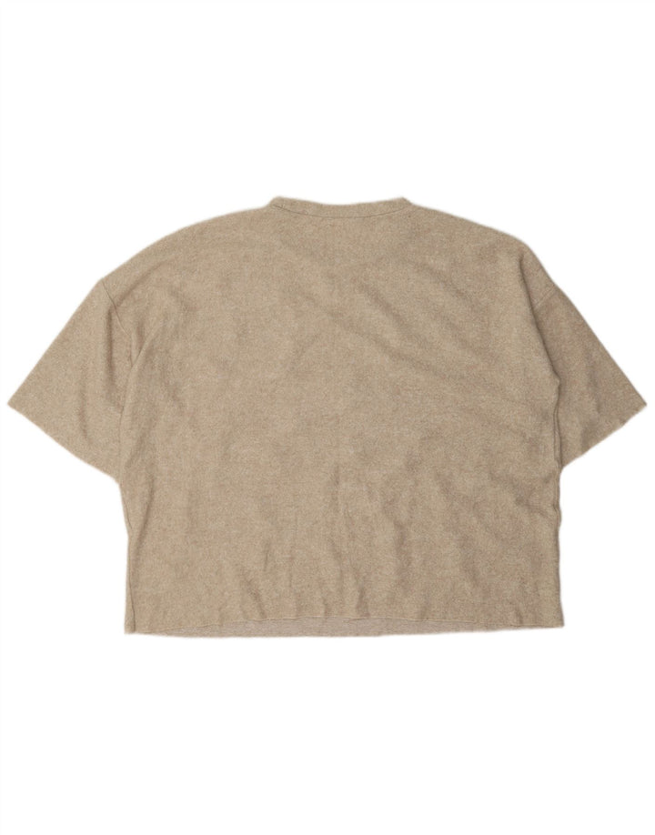 Женская футболка оверсайз Zara Top UK 16, большая, бежевая в крапинку
