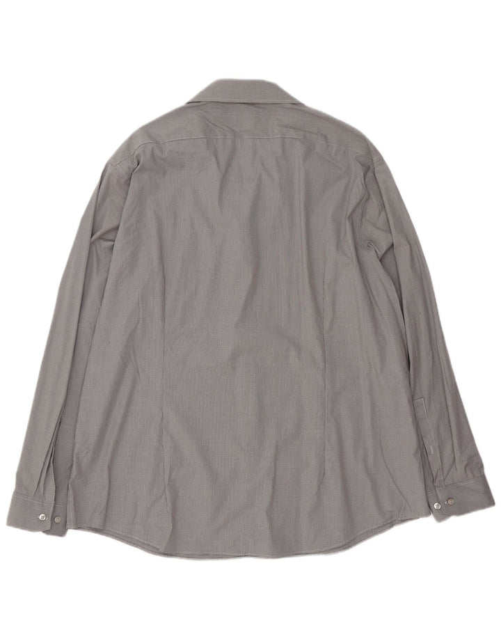 Мужская рубашка приталенного кроя Dkny, размер 18, 2XL, серая, хлопковая в клетку