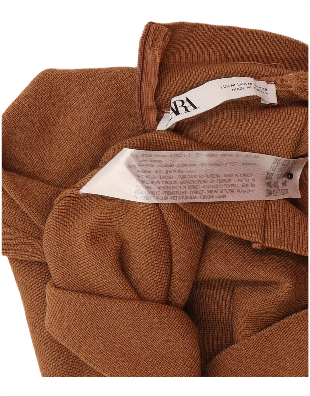 Женский укороченный топ без рукавов Zara UK 12, средний коричневый полиамид
