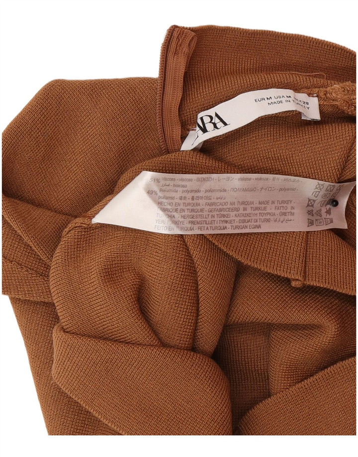 Женский укороченный топ без рукавов Zara UK 12, средний коричневый полиамид
