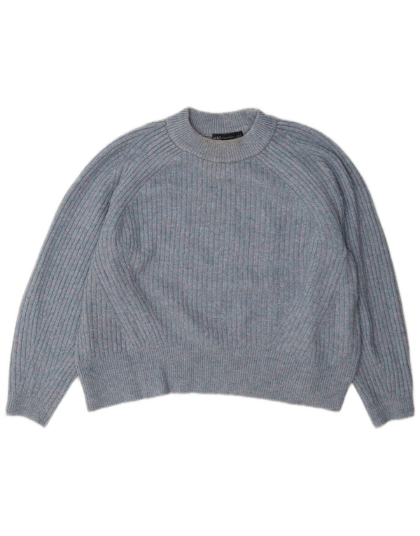Marks & Spencer Womens Turtle Neck Jumper Sweater UK 14 Large Blue Flecked