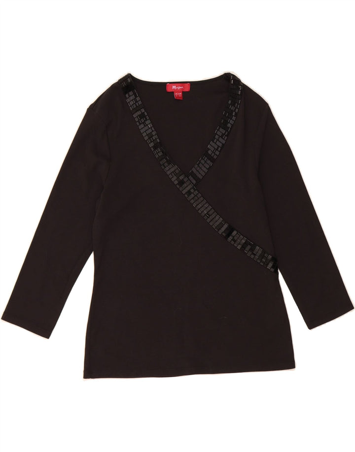 MONSOON Womens Top 3/4 Sleeve UK 14 Medium  Black Cotton Vintage Monsoon and Second-Hand Monsoon from Messina Hembry 