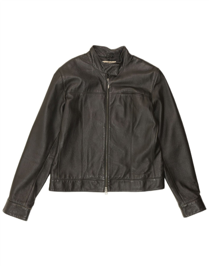 HELLINE Женская кожаная куртка UK 14 Средне-зеленая кожа