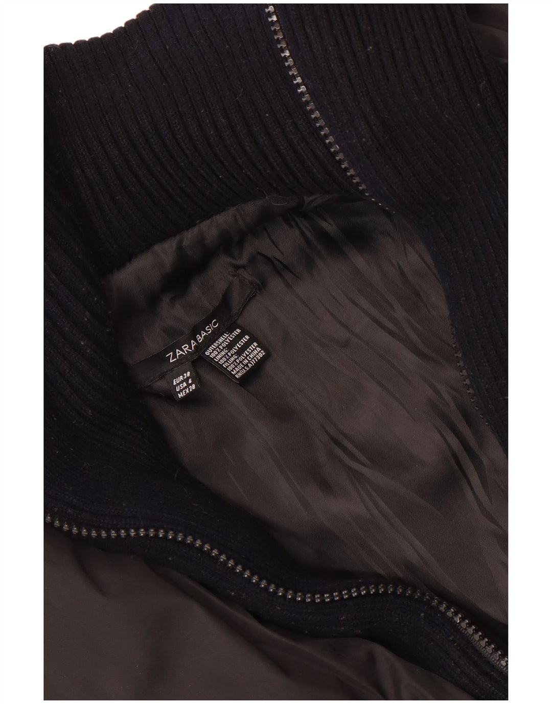 Женская укороченная стеганая куртка Zara EU 38, маленький черный полиэстер