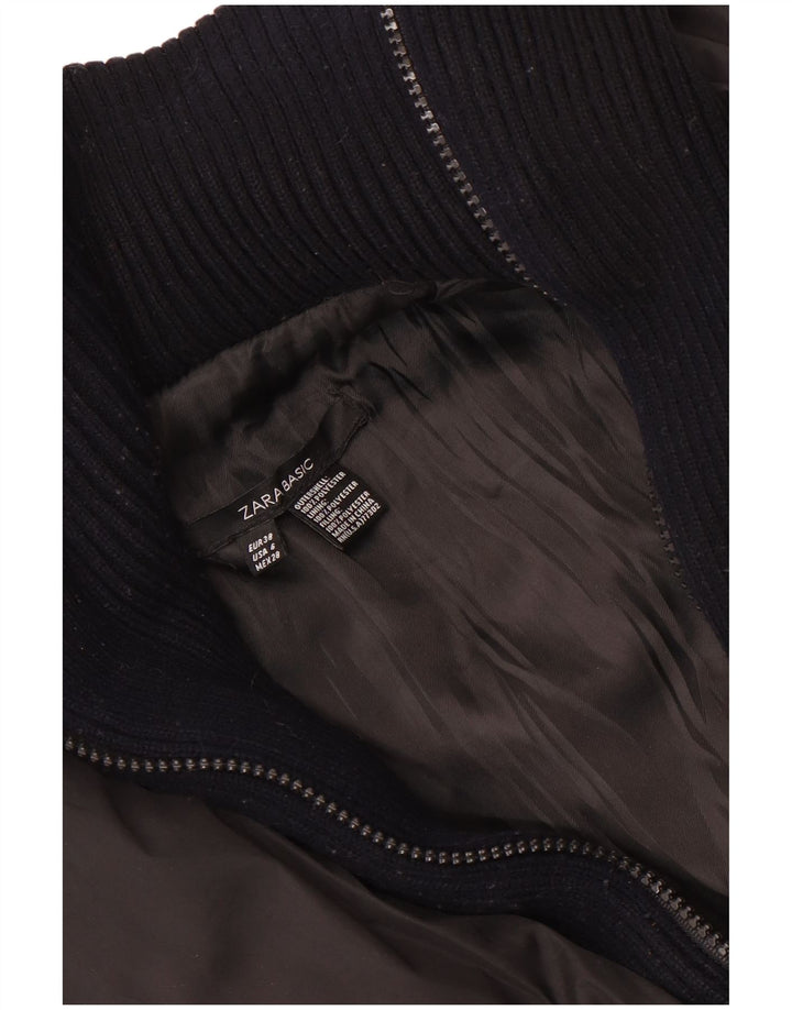 Женская укороченная стеганая куртка Zara EU 38, маленький черный полиэстер