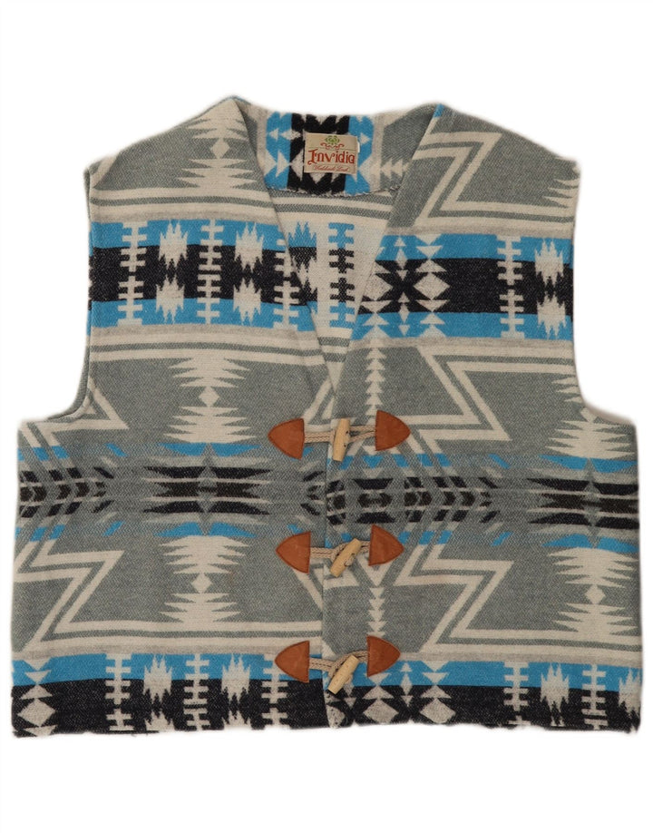 Винтажный мужской жилет XL серый Fair Isle