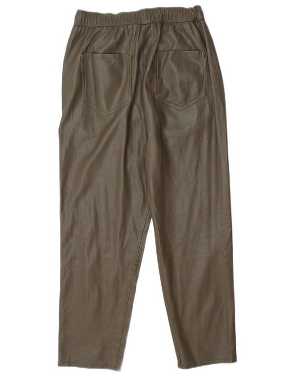 Женские укороченные брюки из искусственной кожи Zara XS W24 L24, зеленый полиэстер