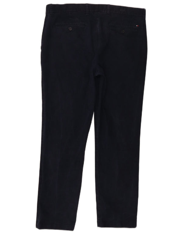 Tommy Hilfiger Мужские брюки-чиносы узкого кроя W34 L30 Темно-синие хлопковые