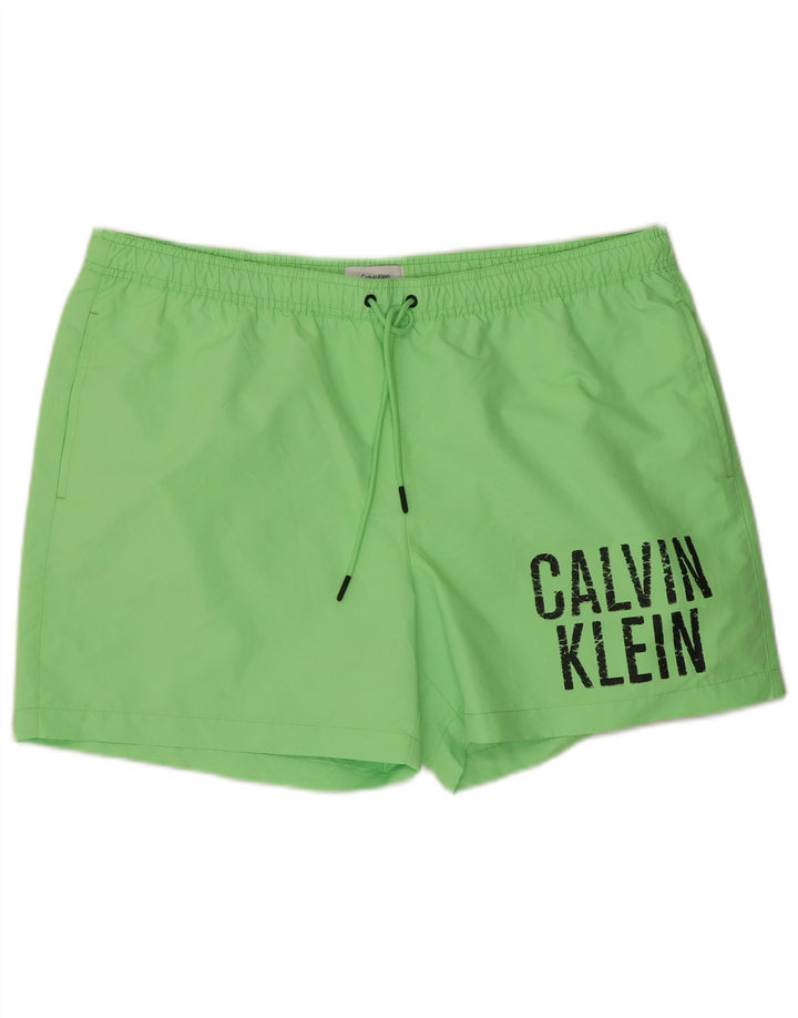 Мужские шорты для плавания с рисунком CALVIN KLEIN 2XL, зеленый полиэстер