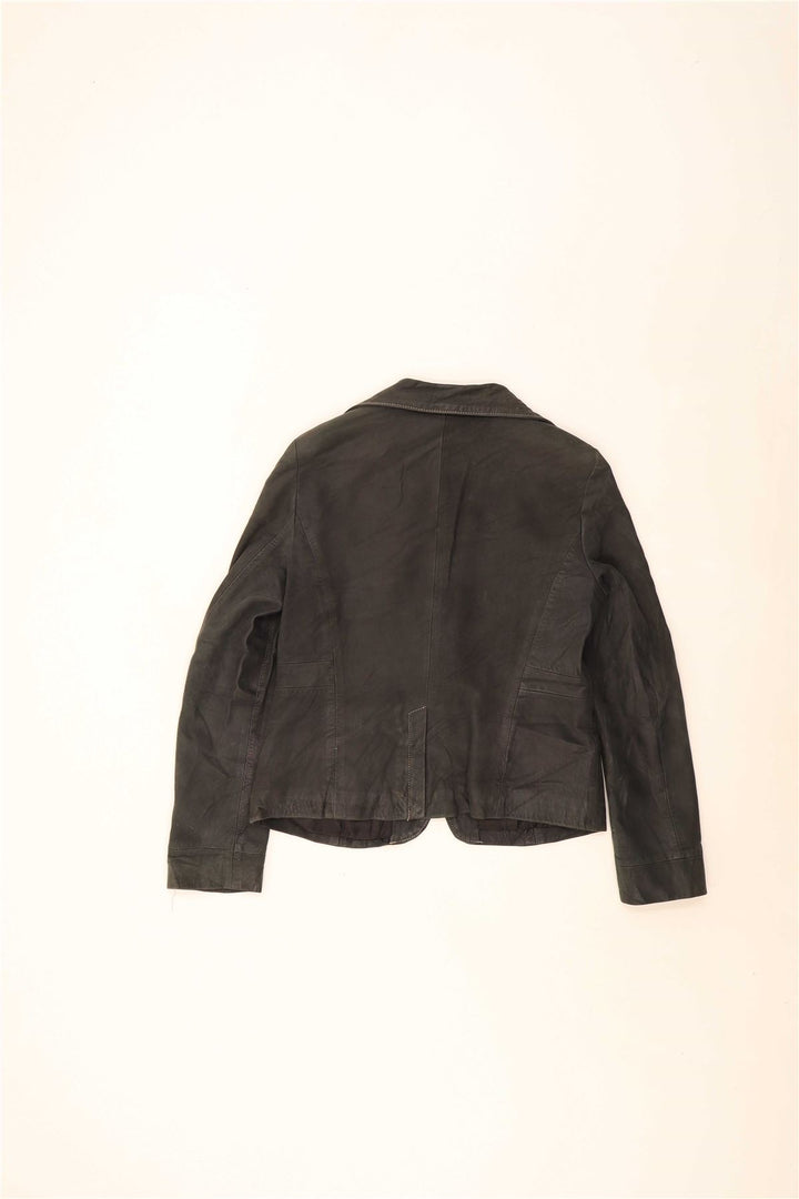 VINTAGE Womens Leather Jacket UK 18 XL Grey Leather