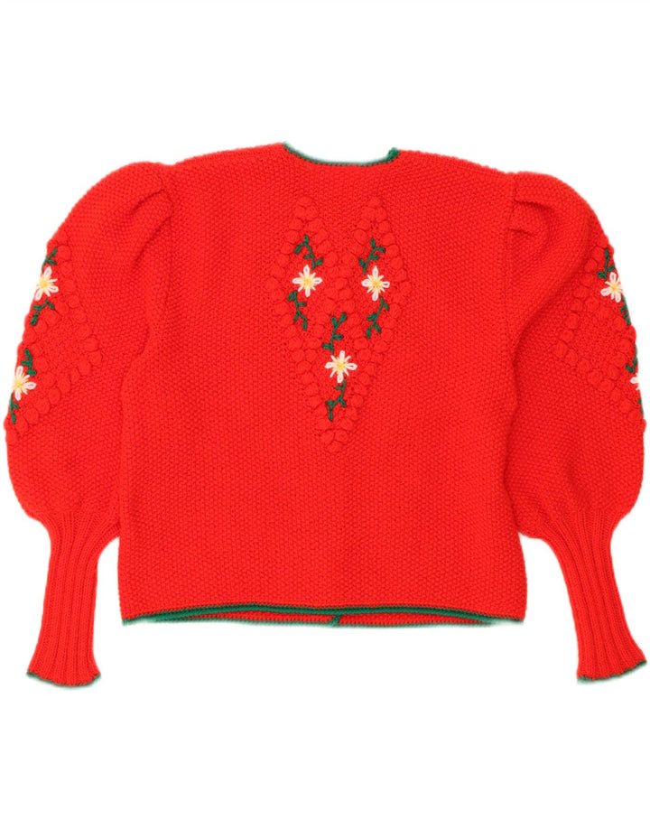 Винтажный женский кардиган-свитер UK 14, большой красный