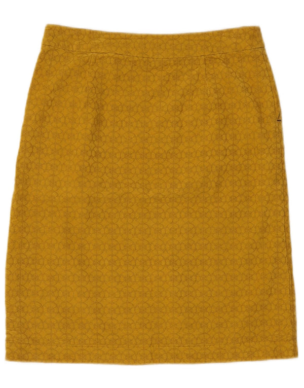 Женская прямая юбка WHITE STUFF UK 8, маленькая W28, желтый хлопок с геометрическим рисунком