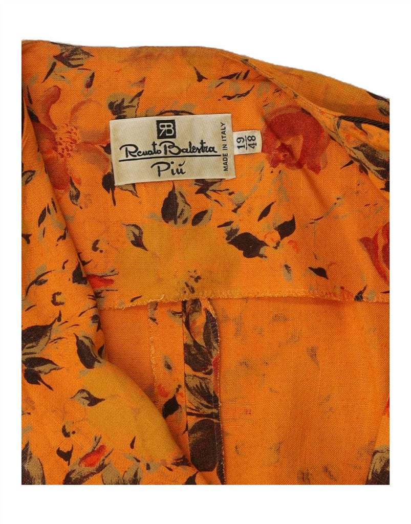 RENATO BALESTRA Womens Shirt Dress IT 48 XL Orange Floral Vintage Renato Balestra and Second-Hand Renato Balestra from Messina Hembry 