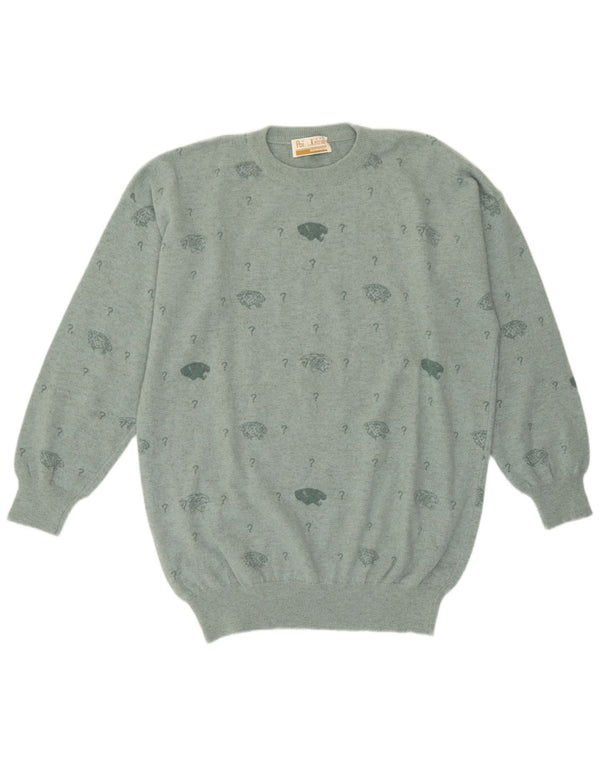 Женский джемпер Krizia с круглым вырезом и рисунком Poi, Великобритания, 18 XL, зеленый цвет шерсти