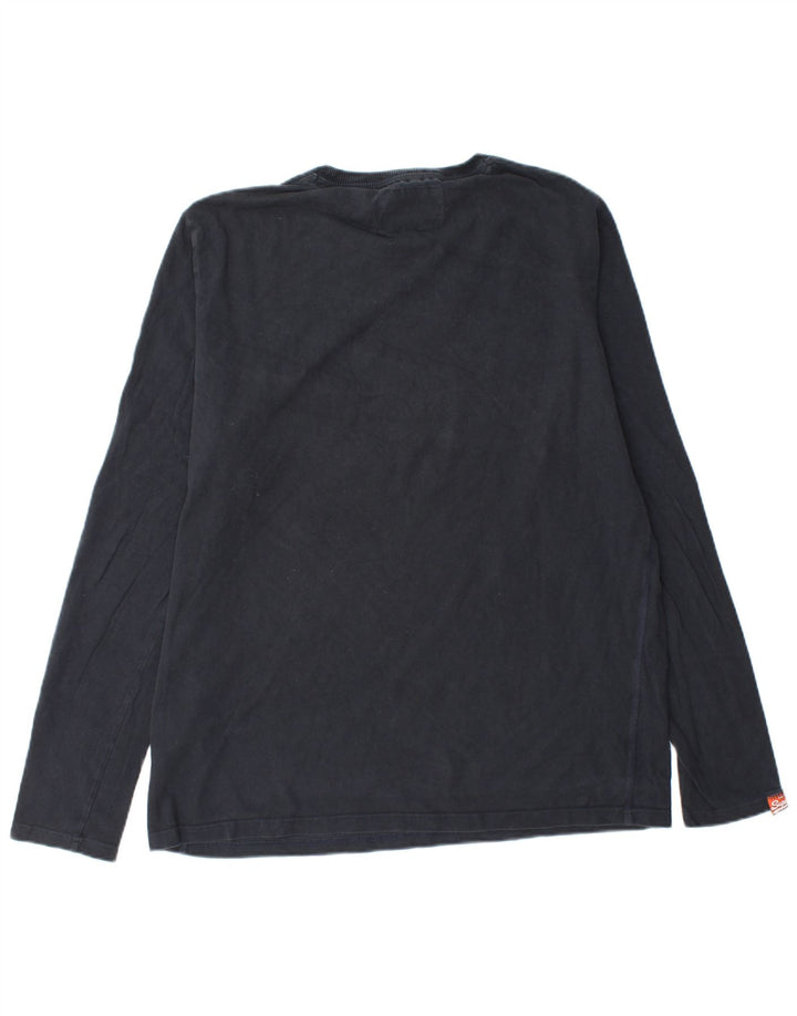 SUPERDRY Мужской топ с рисунком с длинным рукавом 2XL, темно-синий, хлопок