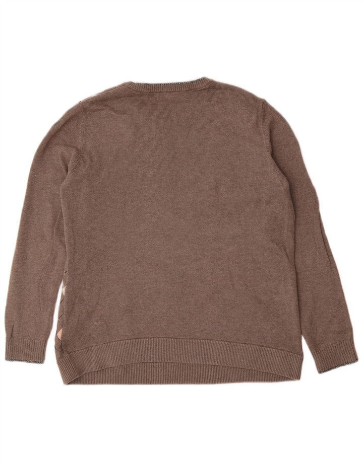 Женский джемпер с круглым вырезом Ted Baker, размер 3, средний серый с узором аргайл/бриллиант