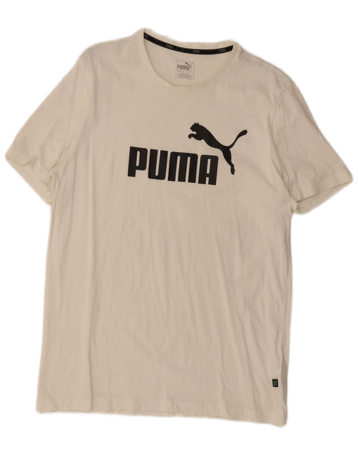 Мужская футболка с рисунком Puma, большой белый хлопок