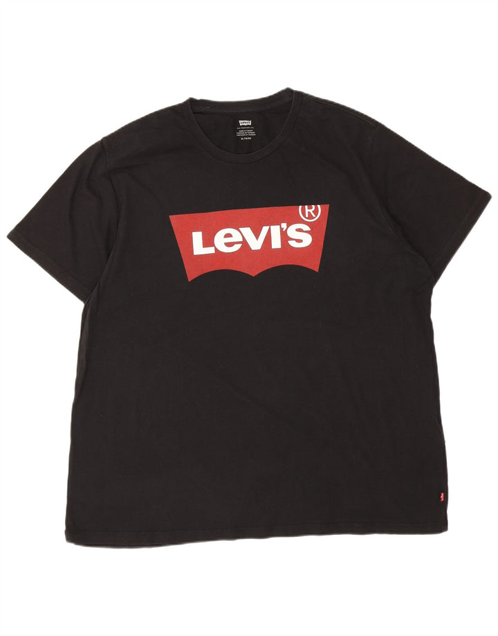 Мужская футболка с рисунком Levi's, размер 2XL, черная, хлопковая, с логотипом