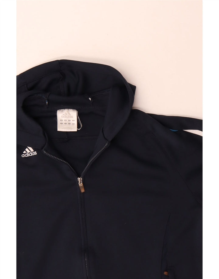 Мужской свитер с капюшоном Adidas Climalite на молнии, маленький темно-синий, полиэстер