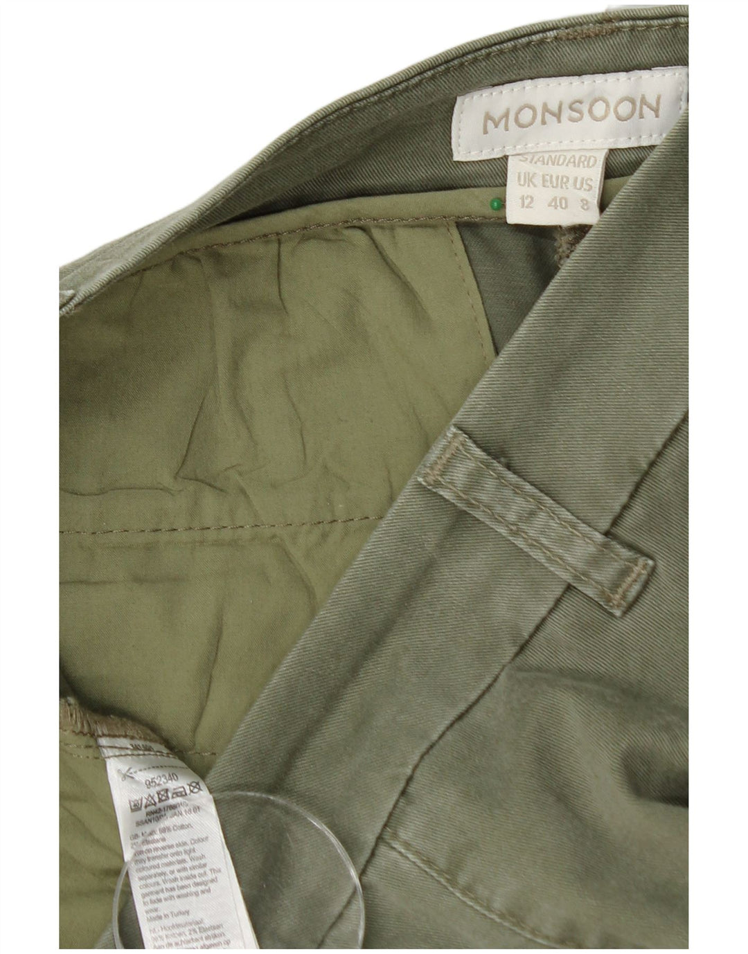 MONSOON Женские стандартные прямые брюки чинос UK 12 Medium W32 L28 Хаки