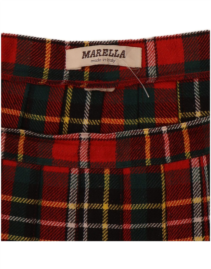 Женская плиссированная юбка с запахом Marella W30, средний красный в клетку