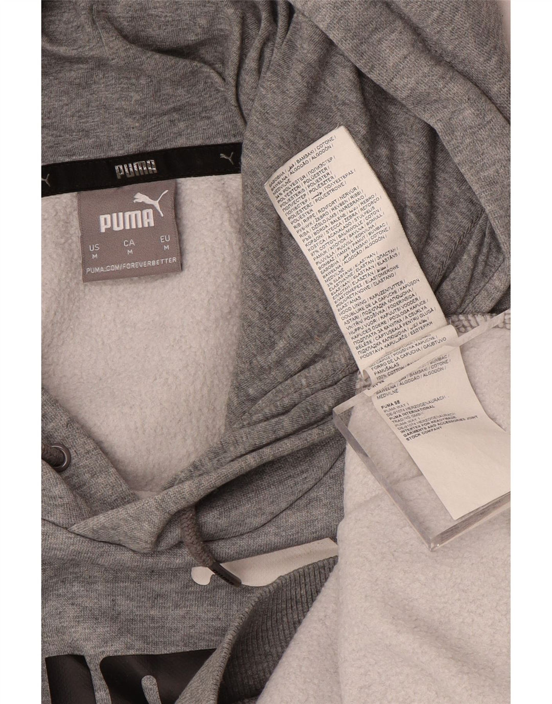 Мужской джемпер с капюшоном PUMA, хлопковый, среднего серого цвета