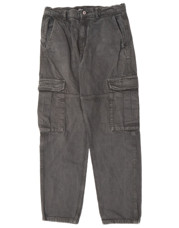 Zara Mens Cargo Loose Jeans EU 38 Small W30 L29 Grey