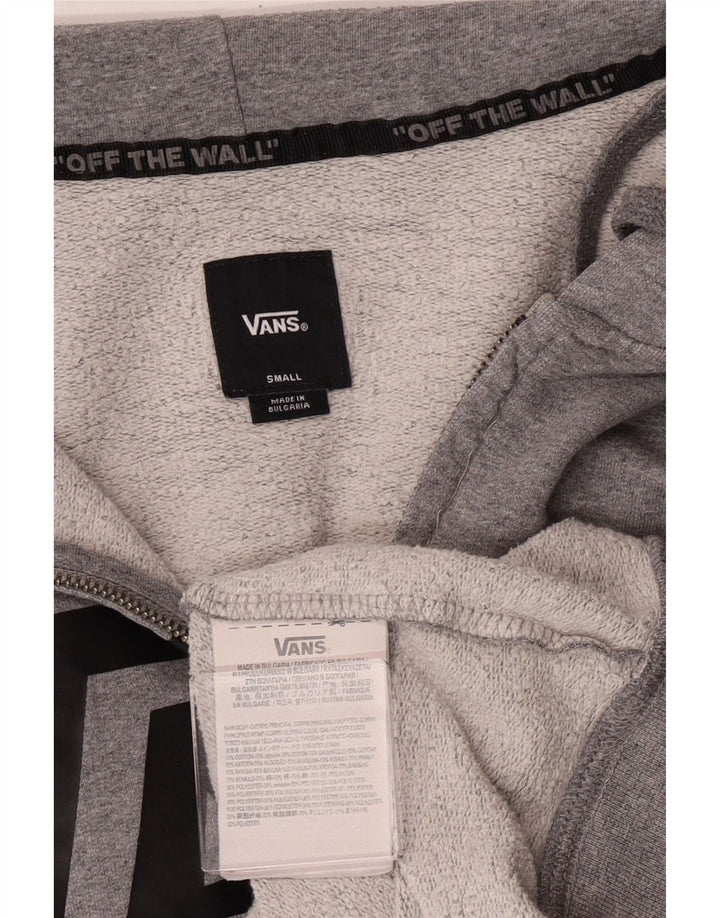 Мужской свитер с капюшоном на молнии с графическим рисунком Vans, маленький серый хлопковый