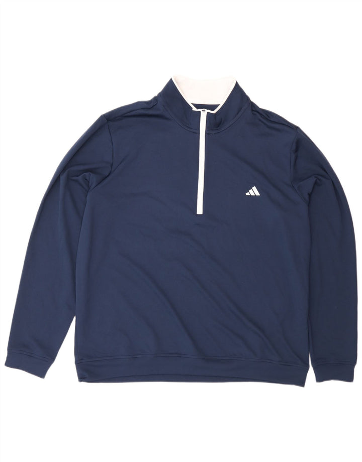 Adidas Мужская толстовка с воротником на молнии Джемпер XL Темно-синий полиэстер
