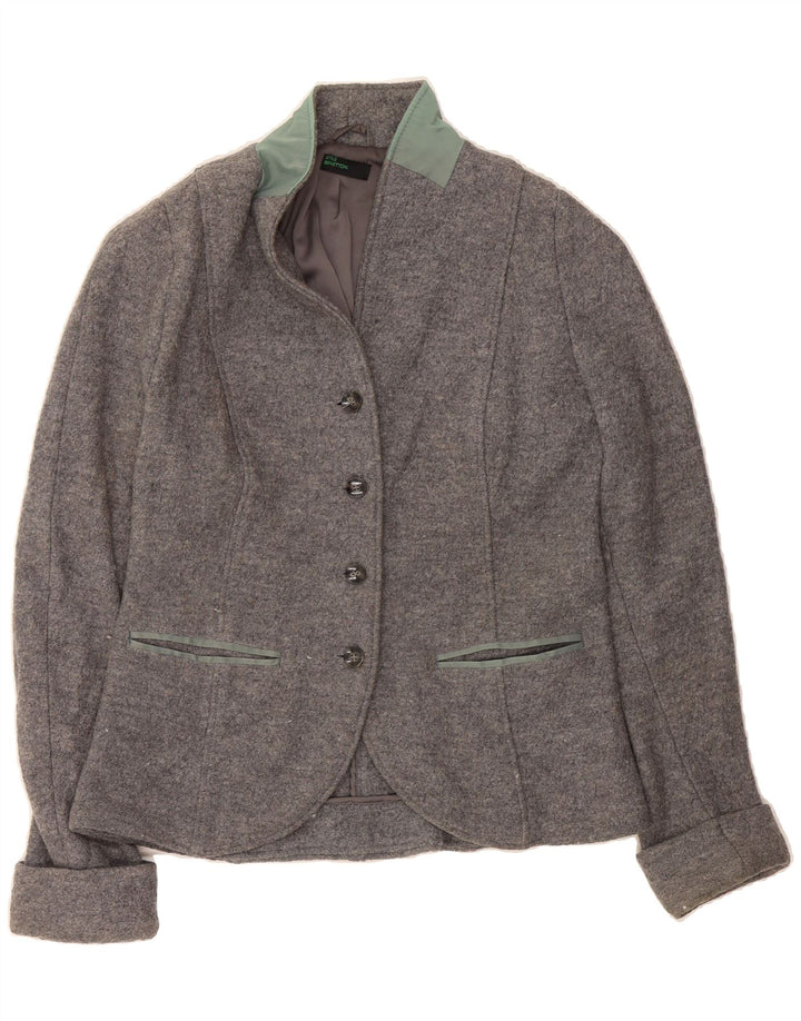 BENETTON Womens 4 Button Blazer Jacket UK 14 Large Grey Vintage Benetton and Second-Hand Benetton from Messina Hembry 
