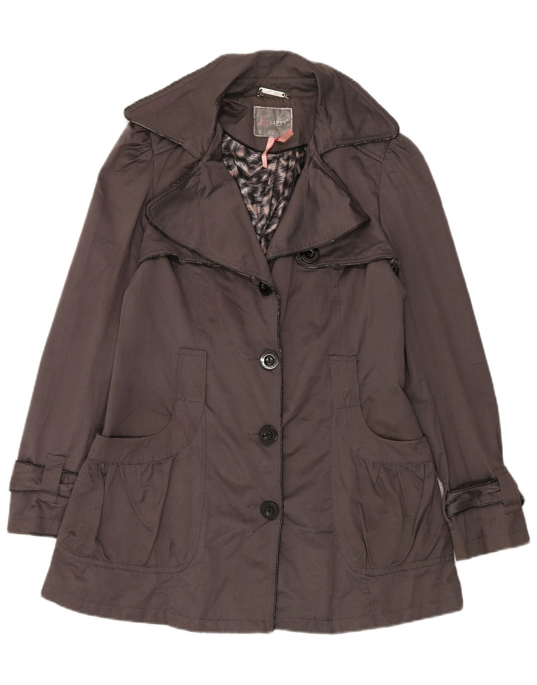 Женский тренч Lipsy UK 12, полиэстер среднего серого цвета